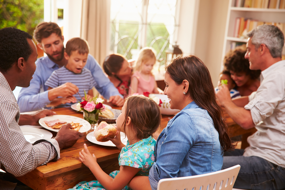 Family around table