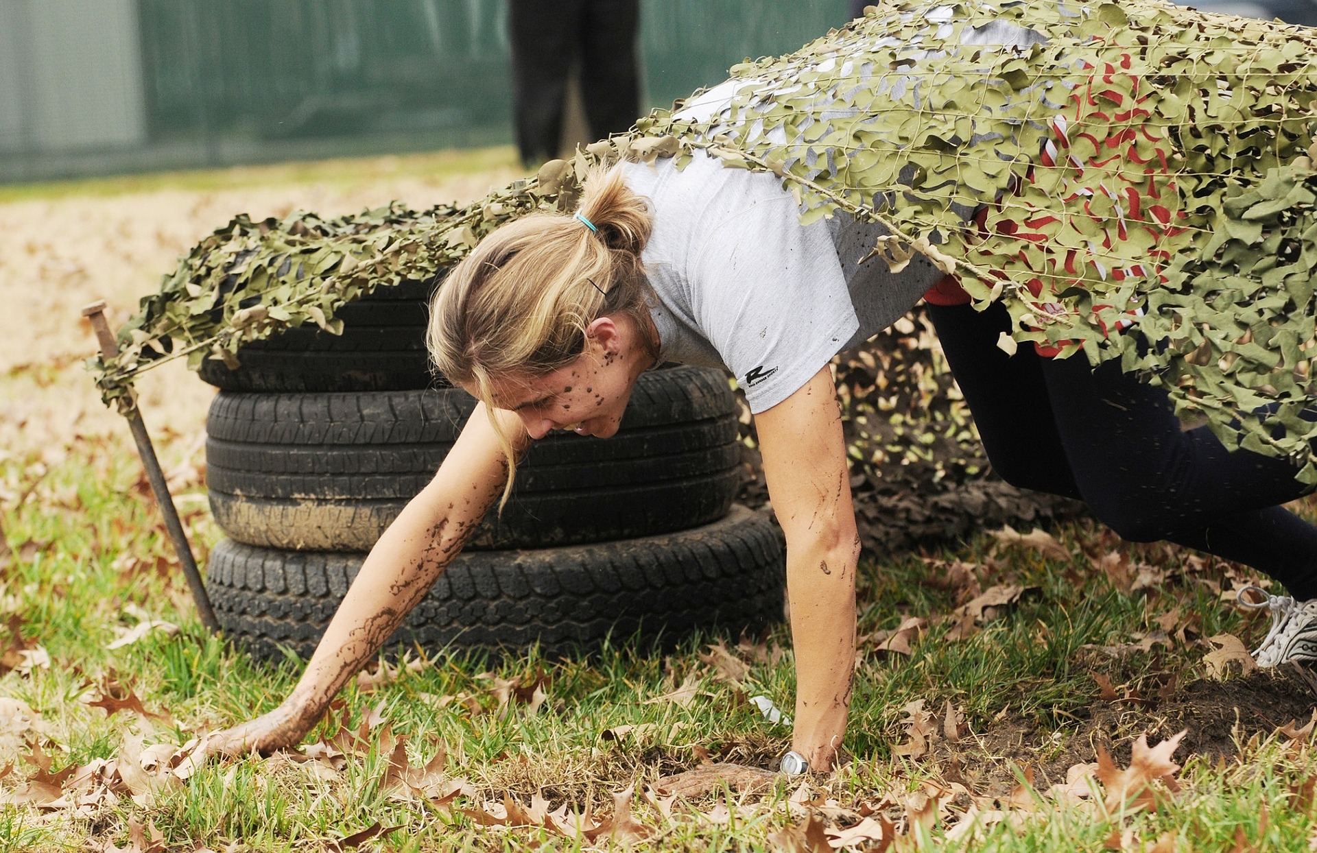 Woman going through obstacle course overcoming "have" problems.