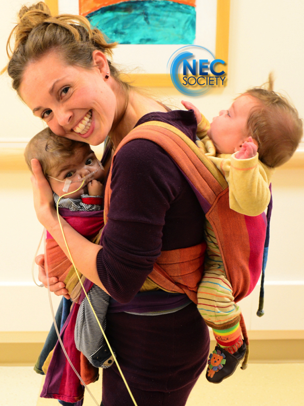 Mom with two infants; premature babywearing