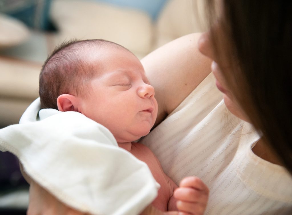 Mom and newborn baby