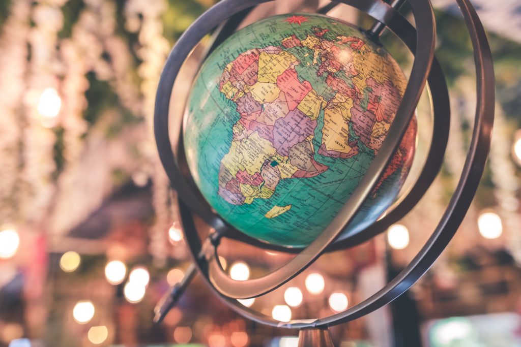 Colorful globe on desk