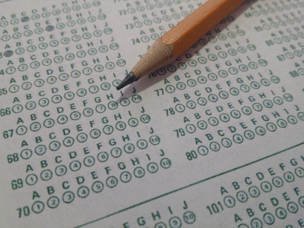 Test questions and pencil