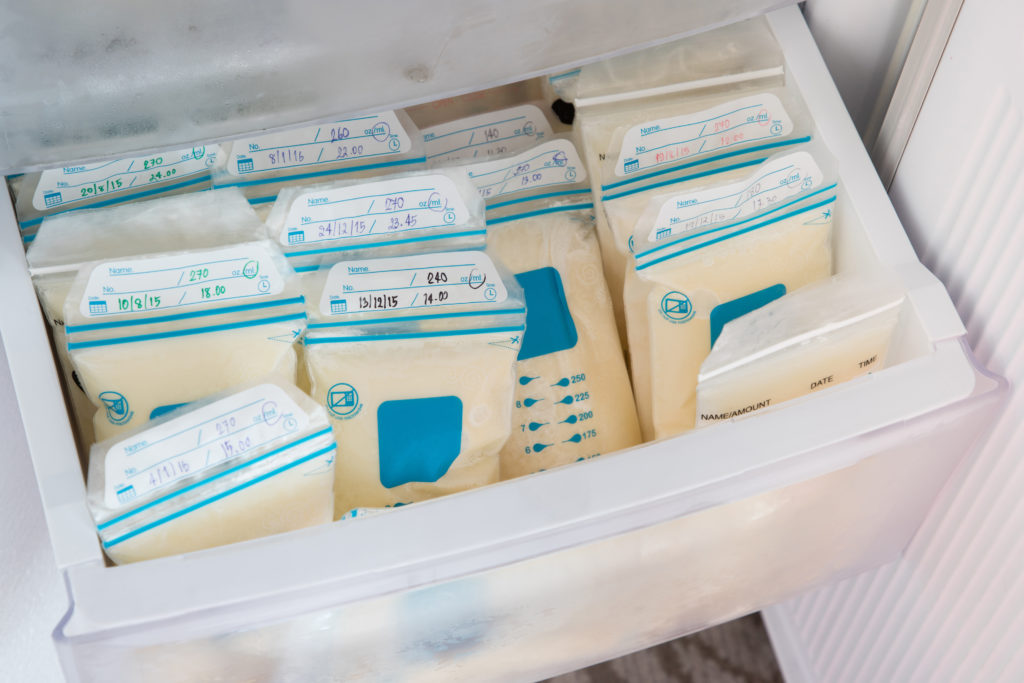 Bagged and labeled donor milk
