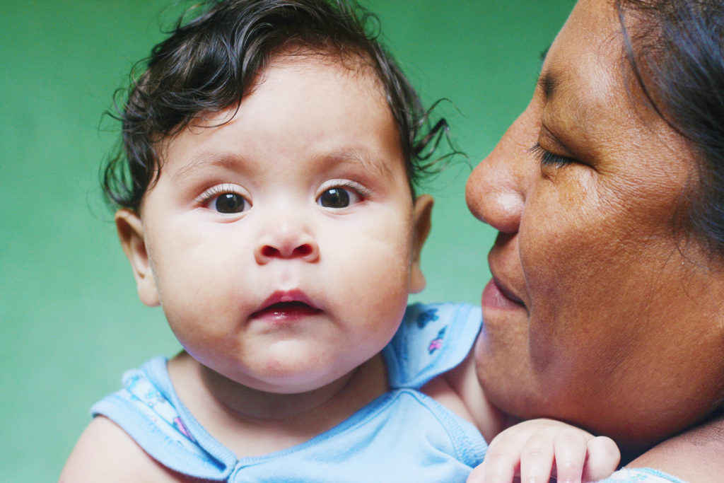 Native American woman and baby