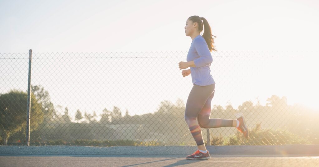 Woman taking action by running.